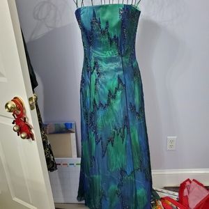 Strapless beaded ball gown